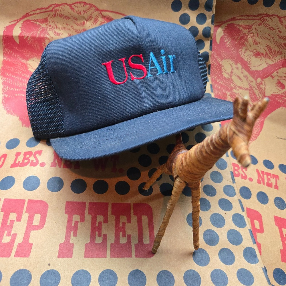 VTG Swingster USAir Airline Hat Navy Blue Aviation OSFA Mesh Back Snapback USA - Picture 1 of 7